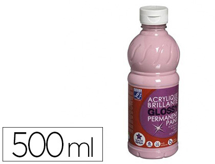 Peinture acrylique lefranc bourgeois glossy fluide brillante indélébile multi-supports rose bonbon flacon 500ml