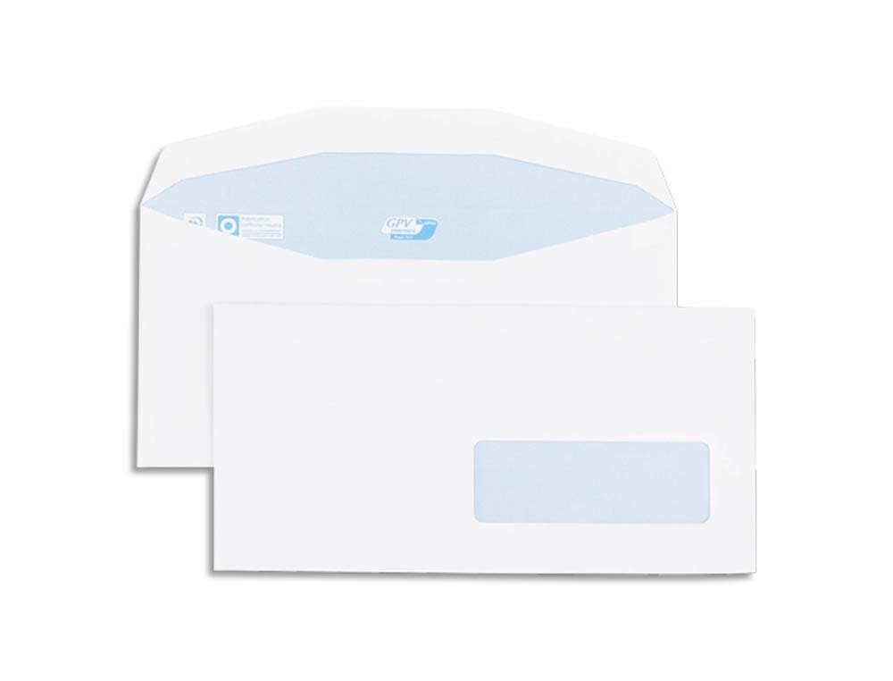 Enveloppe gpv multimachine 114x229mm 80g gommée fenêtre 35x100mm position fenêtre 20/20 boîte 1000 unités