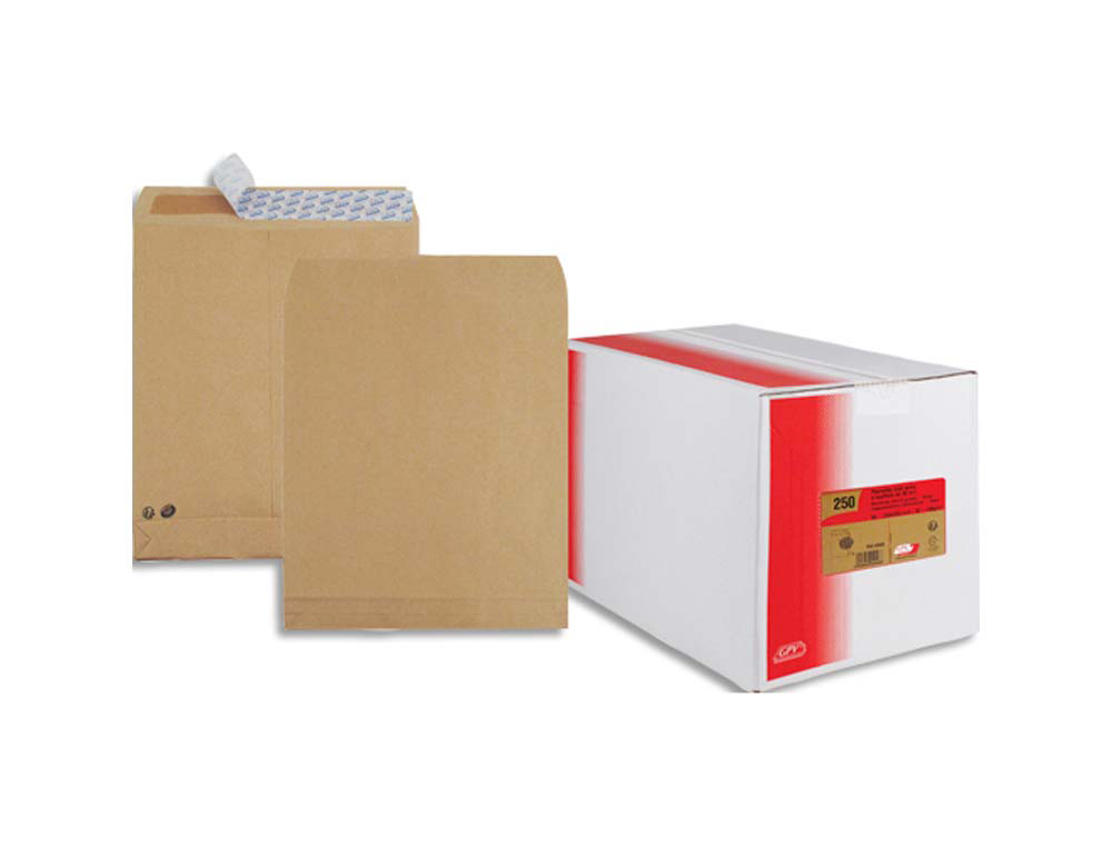 Pochette gpv kraft 120g 26 280x365mm soufflet 30mm anti-éclatement boîte 250 unités