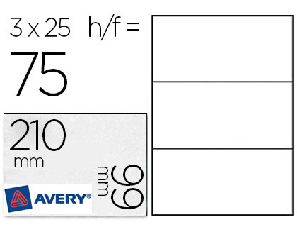 Carte correspondance avery 220g 210x99mm format a4 bords lisses imprimable recto verso détachable facilement 75 unités