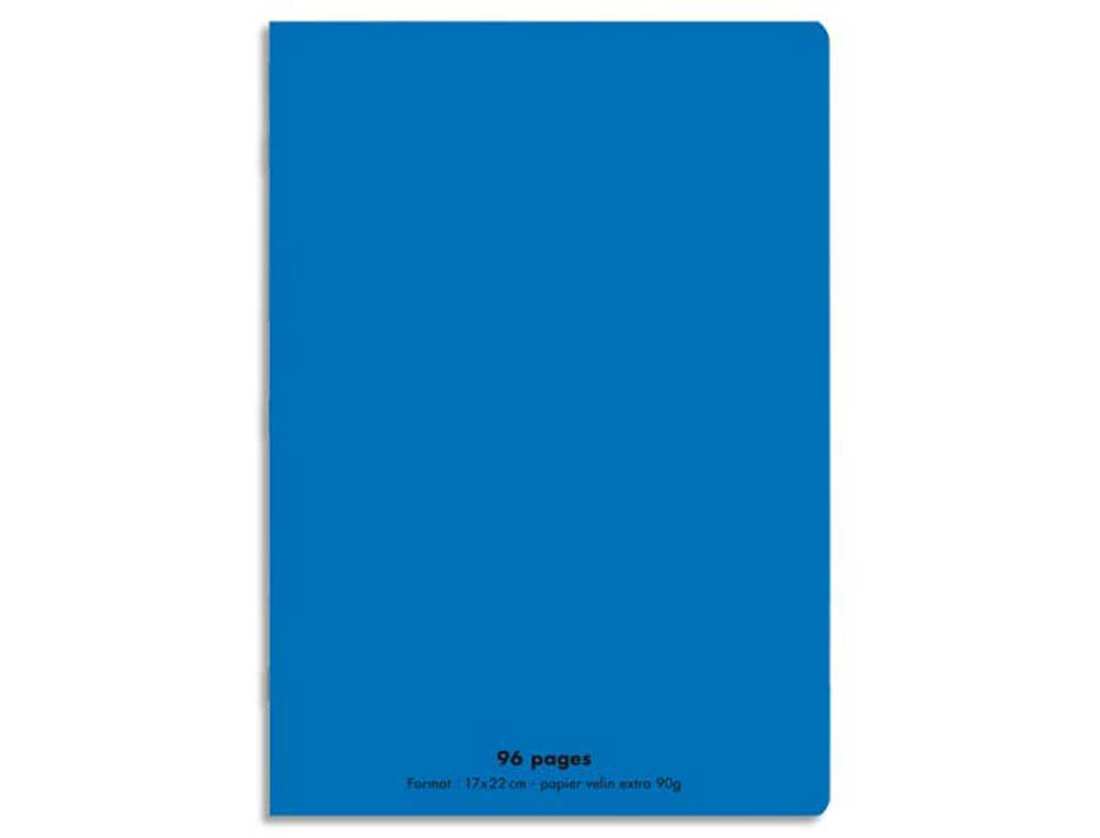 Cahier piqué conquérant classique couverture polypropylène rigide transparente 17x22cm 96 pages 90g séyès coloris bleu