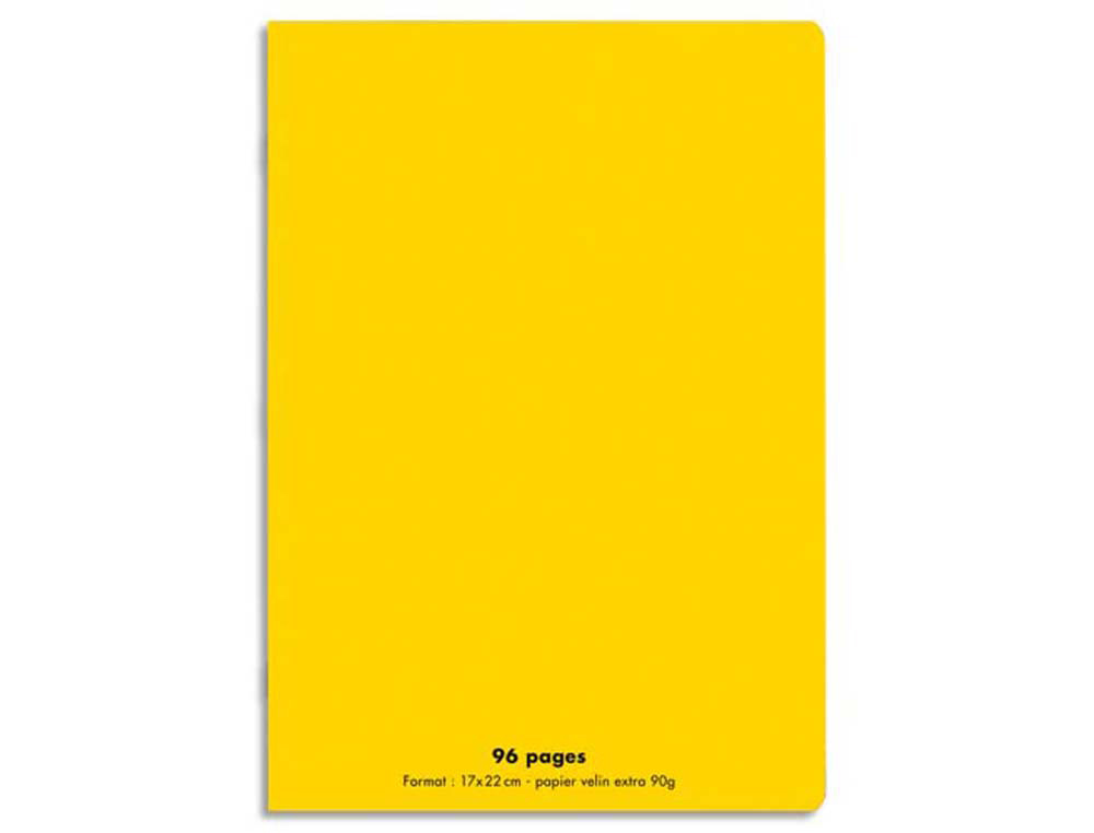 Cahier piqué conquérant classique couverture polypropylène rigide transparente a5+ 17x22cm 96 pages 90g séyès jaune