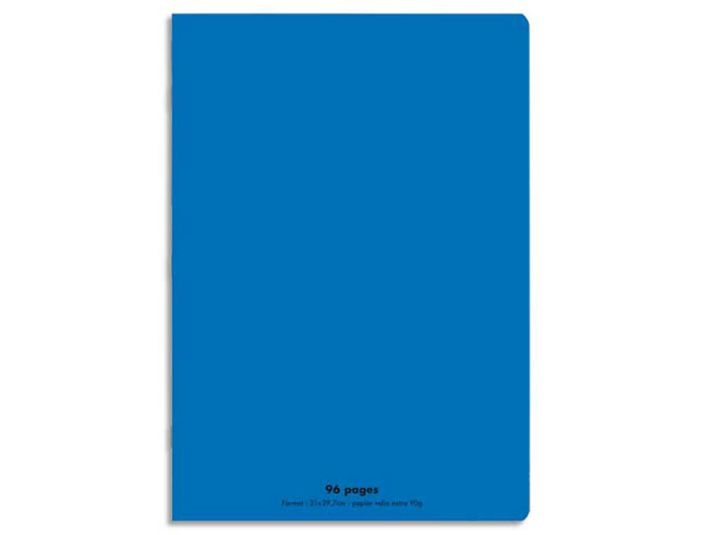 Cahier piqué conquérant classique couverture polypropylène rigide transparente a4 21x29,7cm 96 pages 90g séyès bleu