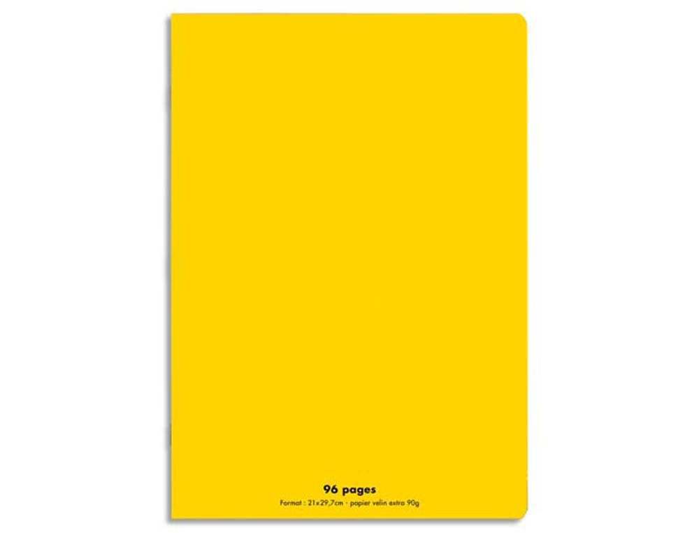 Cahier piqué conquérant classique couverture polypropylène rigide transparente a4 21x29,7cm 96 pages 90g séyès jaune