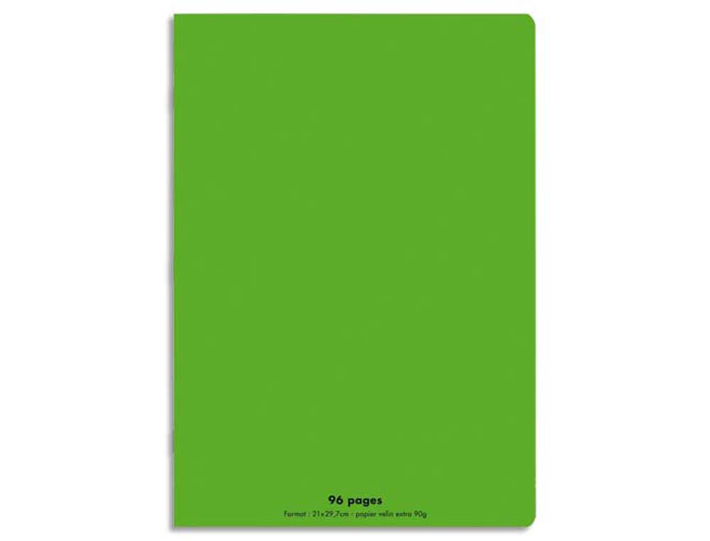 Cahier piqué conquérant classique couverture polypropylène rigide transparente a4 21x29,7cm 96 pages 90g séyès vert