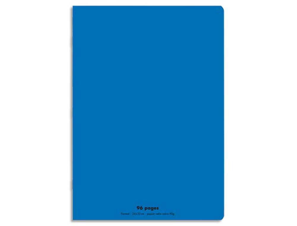 Cahier piqué conquérant classique couverture polypropylène rigide transparente a4+ 24x32cm 96 pages 90g séyès bleu