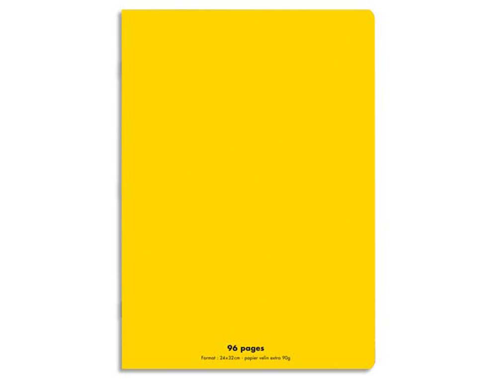 Cahier piqué conquérant classique couverture polypropylène rigide transparente a4+ 24x32cm 96 pages 90g séyès jaune
