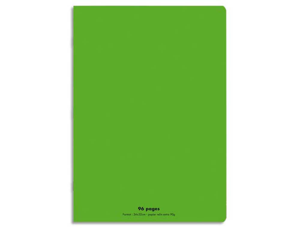 Cahier piqué conquérant classique couverture polypropylène rigide transparente a4+ 24x32cm 96 pages 90g séyès vert