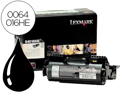 Toner laser original lexmark 64016he 21000 p noir