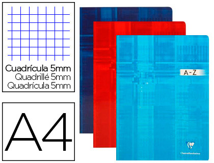 Répertoire clairefontaine piqûre papier vélin velouté couverture pelliculée lavable a4 210x297mm 96 pages 90g 5x5mm