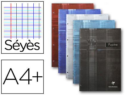 Bloc-notes pupitre clairefontaine couverture pelliculée agrafé en tête a4 90g 280 pages détachables séyès