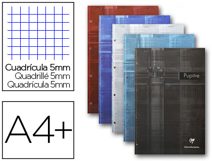 Bloc-notes pupitre clairefontaine couverture pelliculée agrafé en tête a4 90g 280 pages détachables 5x5mm