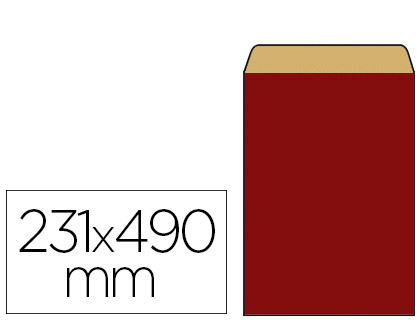 Pochette kraft vergé 60g 310x80x490mm coloris rouge