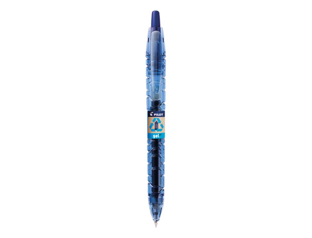 Roller pilot b2p gel écriture moyenne 0.7mm corps plastique recyclé translucide rechargeable coloris bleu