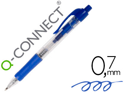 Stylo-bille q-connect rétractable écriture moyenne 0.7mm encre classique clip grip préhension couleur encre bleu
