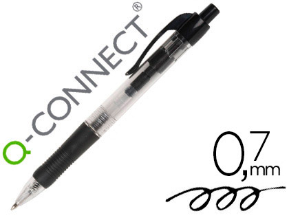 Stylo-bille q-connect rétractable écriture moyenne 0.7mm encre classique clip grip préhension couleur encre noire
