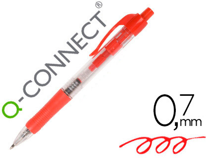 Stylo-bille q-connect rétractable écriture moyenne 0.7mm encre classique clip grip préhension couleur encre rouge