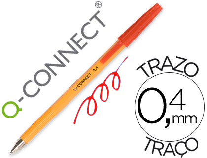 Stylo-bille q-connect écriture fine 0.3mm encre classique bille indéformable capuchon encre couleur rouge