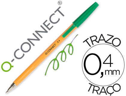 Stylo-bille q-connect écriture fine 0.3mm encre classique bille indéformable capuchon encre couleur vert