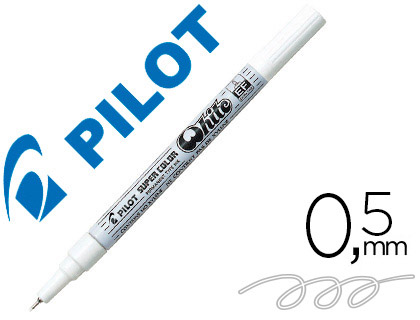 Marqueur pilot feutre permanent encre métallique pointe non biseautée extra fine polyacétate 0.5mm blanc