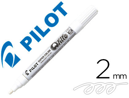 Marqueur pilot feutre permanent encre métallique pointe non bisautée medium polyacétate 4.5mm blanc