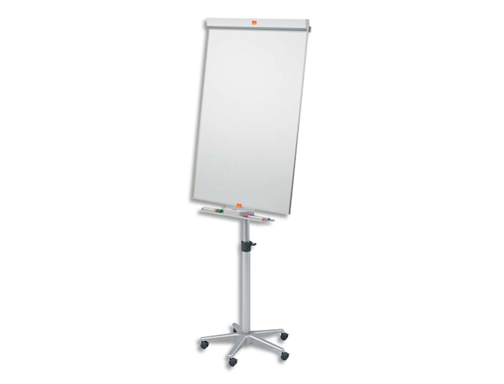 Chevalet conférence nobo barracuda mobile surface magnétique acier tableau effaçable 70x100cm 5 roulettes