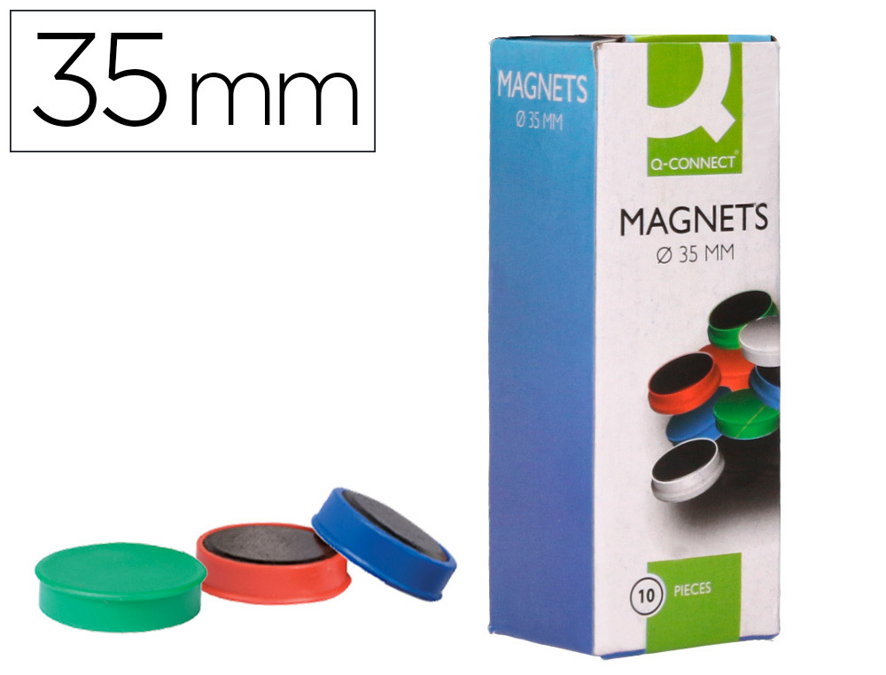 Aimant q-connect diamètre 35mm affichage signalisation toutes surfaces métalliques coloris assortis boîte 10 unités