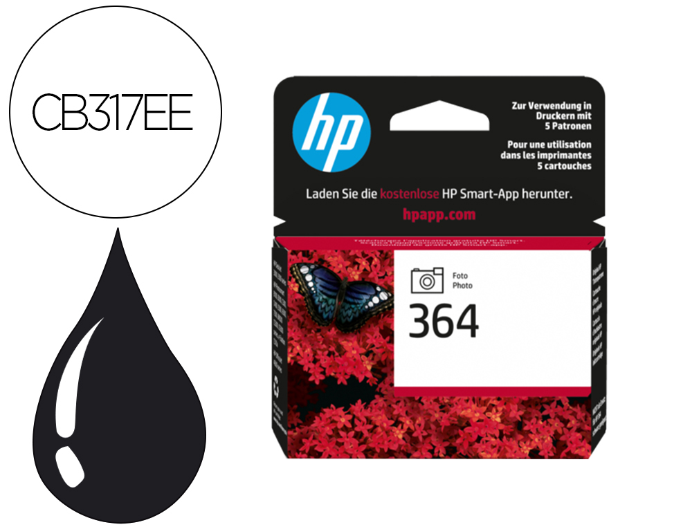 Cartouche d'encre original hp 364 250 p noir