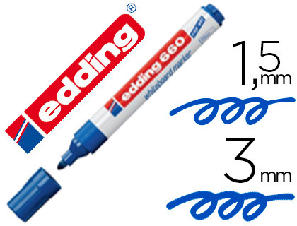 Marqueur edding e660 tableau blanc rechargeable pointe ogive tracé 1.5/3mm encre cap-off pigmentée non toxique bleu