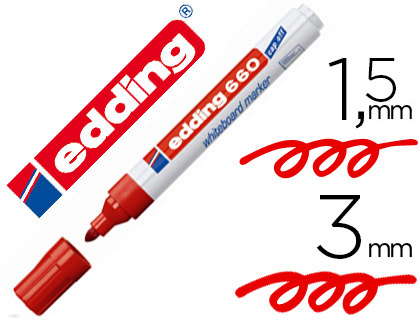 Marqueur edding e660 tableau blanc rechargeable pointe ogive tracé 1.5/3mm encre cap-off pigmentée non toxique rouge