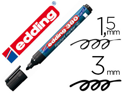 Marqueur edding permanent chevalet e380 pointe ogive tracé 1.5/3mm corps plastique spécial flipchart coloris noir