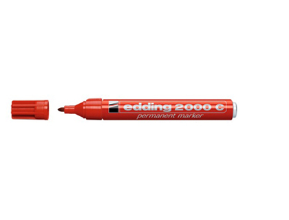 Marqueur edding permanent e2000c pointe ogive tracé 1.5/3mm corps aluminium encre faible odeur séchage rapide rouge