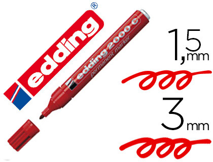 Marqueur edding permanent e2000c pointe ogive tracé 1.5/3mm corps aluminium couleurs assorties pochette 4 unités
