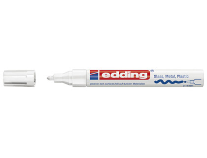 Marqueur edding permanent peinture e750 pointe moyenne 2/4mm encre laquée opaque tous supports résistant chaleur blanc