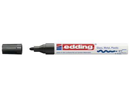 Marqueur edding permanent peinture e750 pointe moyenne 2/4mm encre laquée opaque tous supports résistant chaleur noir