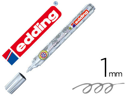 Marqueur edding active paint pointe fine ogive encre pigmentée opaque laquée système valve couleur argent