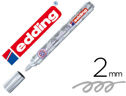 Marqueur edding active paint pointe moyenne ogive encre pigmentée opaque laquée système valve couleur argent