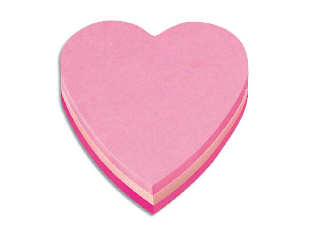 Bloc-notes post-it fantaisie forme coeur 225f repositionnables coloris rose assortis