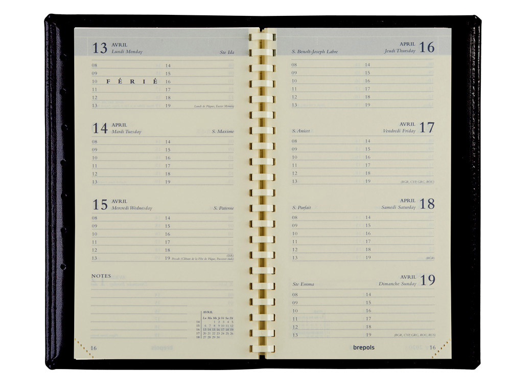 Agenda brepols interplan genova janv/dec 8,9x16 cm 1   sem/2pages 128 pages noir