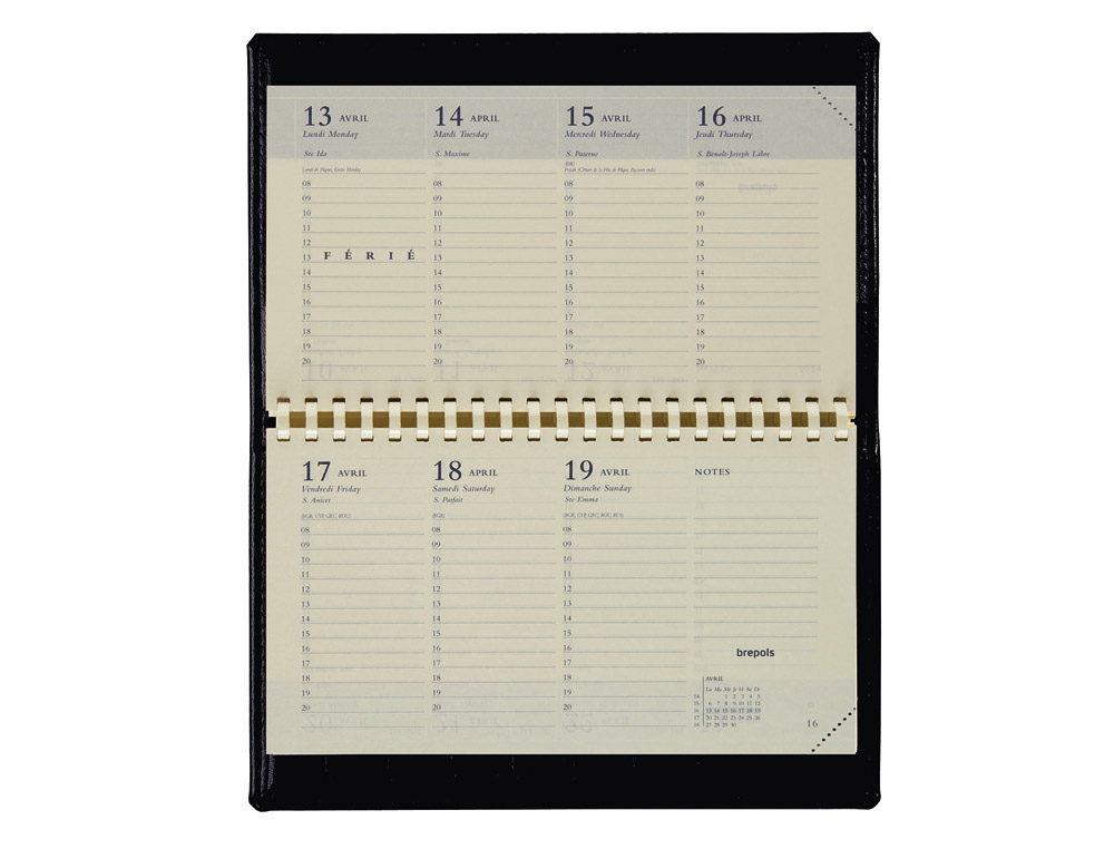 Agenda brepols accent genova janv/dec 16x8,9 cm 1          sem/2pages 128 pages noir