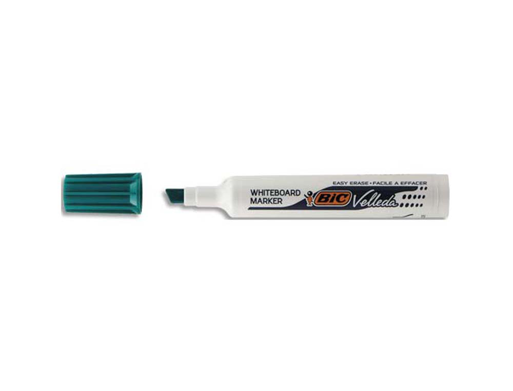 Marqueur bic velleda 1791 effaçable pointe biseautée tracé 2/5mm corps plastique encre cétone vert