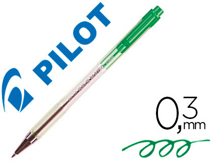 Stylo-bille pilot bp-s matic écriture fine 0.3mm 800m encre classique rétractable corps translucide rechargeable vert