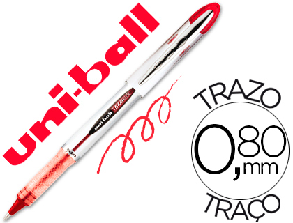 Roller uniball ub-200 vision élite écriture moyenne 0.5mm corps luxe gris encre liquide visible rechargeable rouge