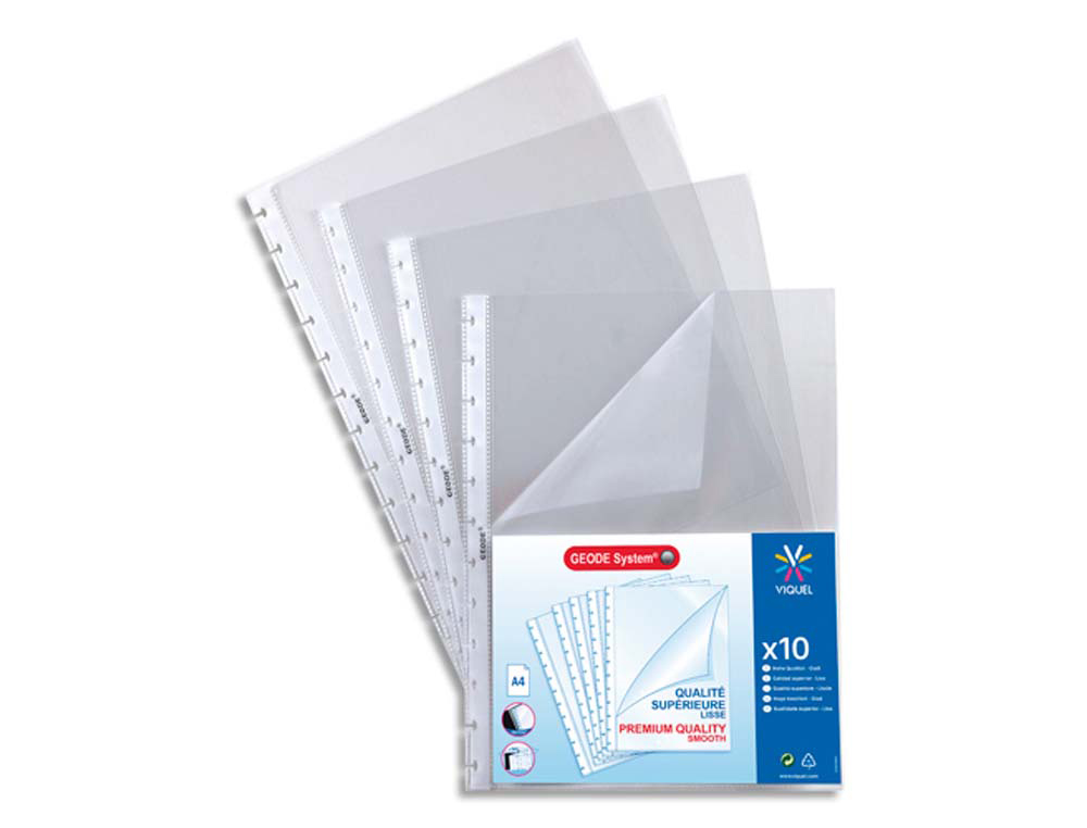 Pochette viquel recharge protège-documents géode personnalisable polypropylène 80 microns format a4+ lot 10 unités