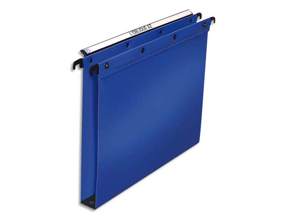 Dossier suspendu l'oblique polypro ultimate 5/10e tiroir entraxe 330mm h250mm fond 30 coloris bleu pack 10 unités