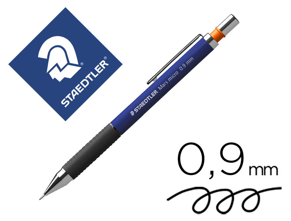 Porte-mine staedtler mars micro 0.9mm embout et agrafe métalliques grip caoutchouc amortisseur mine