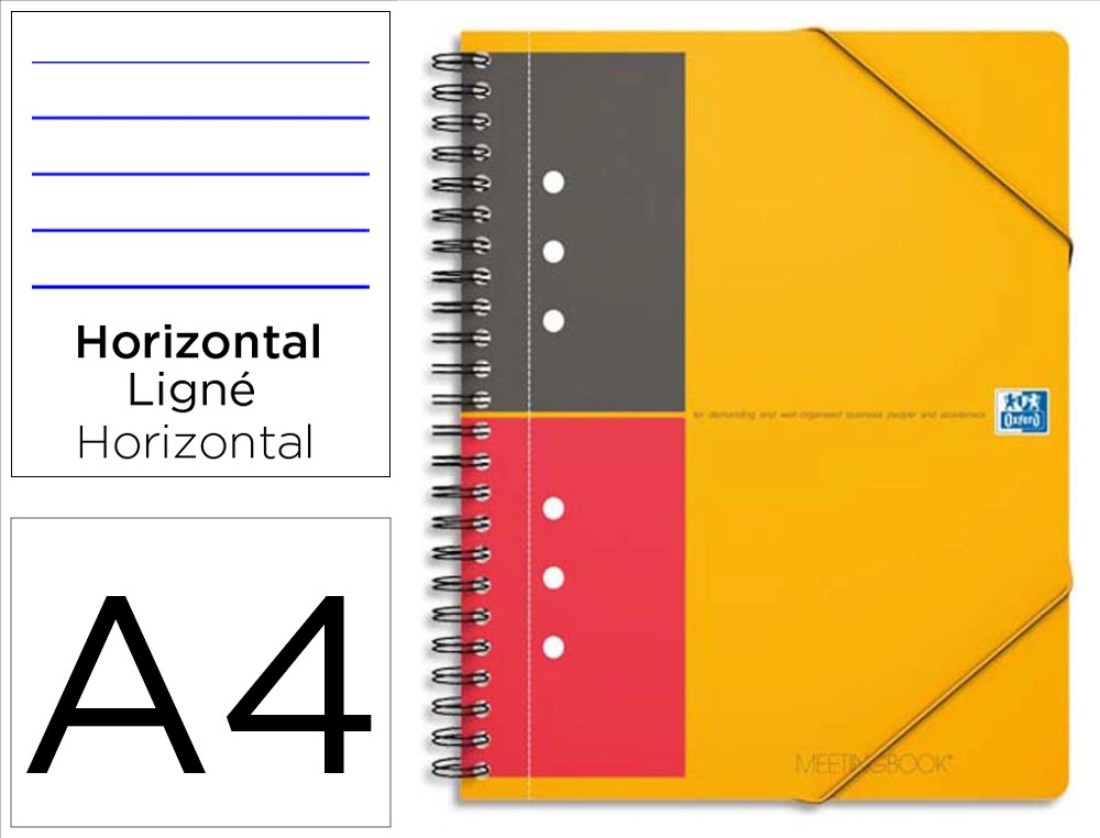 Cahier-chemise oxford meeting book optik paper couverture pp a4+ 21x32cm 160 pages ligné fermeture élastique