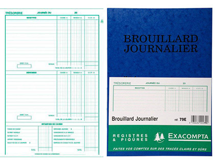 Registre comptable piqué exacompta brouillard journalier 270x195mm vertical 40 pages