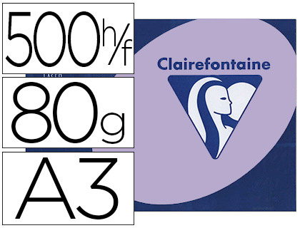 Papier couleur clairefontaine trophée multifonction a3 80g/m2 couleurs vives lilas paquet 500 feuilles