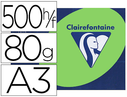 Papier couleur clairefontaine trophée multifonction a3 80g/m2 couleurs vives vert golf paquet 500 feuillles